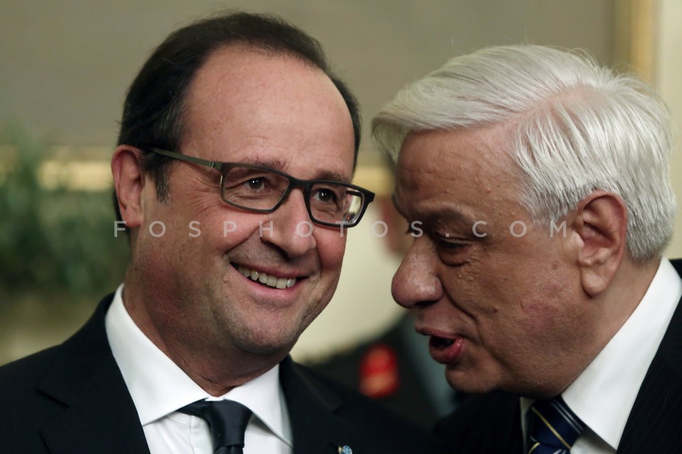 French President Francois Hollande at the Presidential Palace in Athens  / Ο Γάλλος πρόεδρος Φρανσουά Ολάντ στο Προεδρικό Μέγαρο