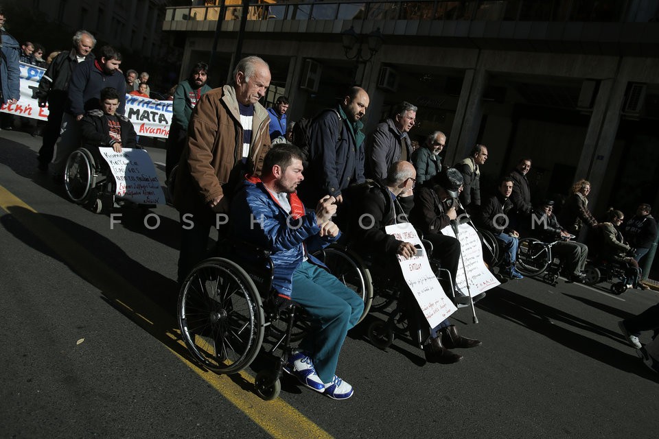 Demonstration by people with disabilities /  Πορεία διαμαρτυρίας ΑμΕΑ.