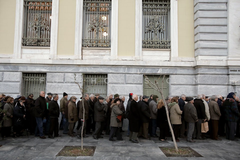 Pensioners queue to receive one-off 