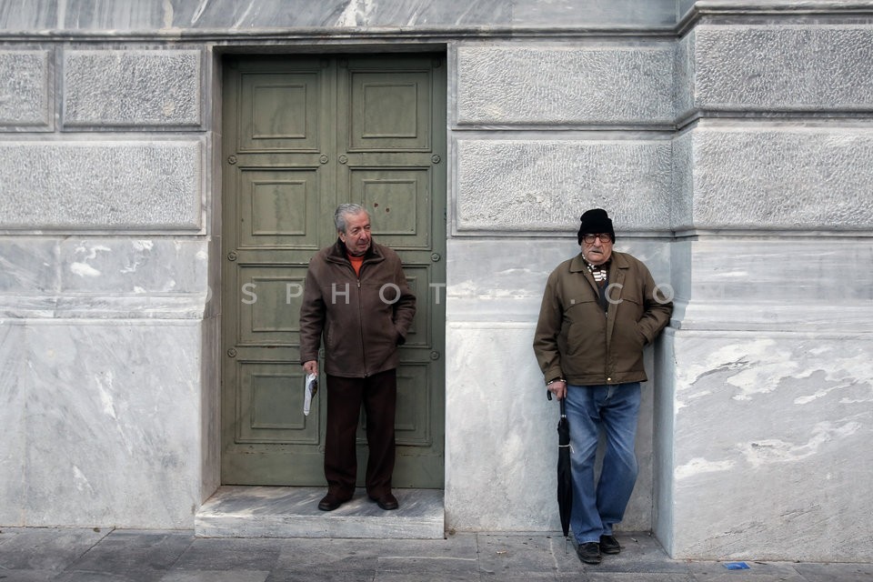 Pensioners queue to receive one-off 