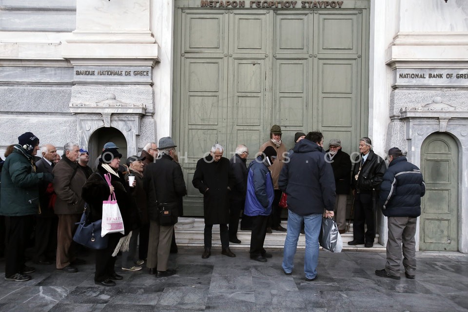 Pensioners queue to receive one-off 