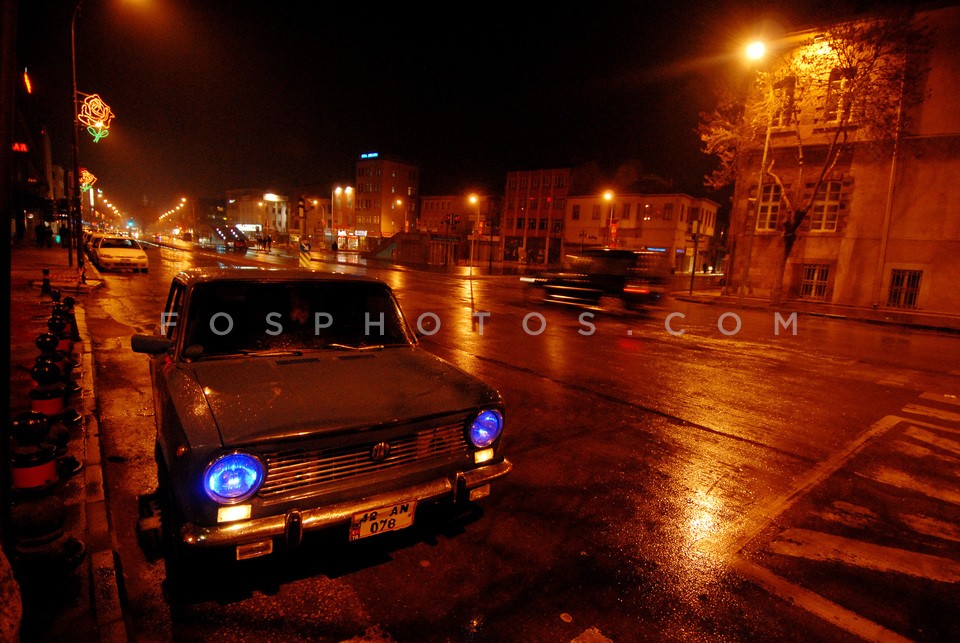 Old car with blue