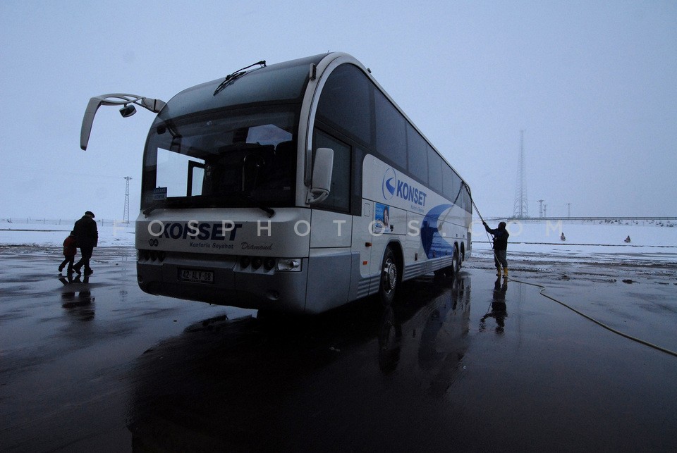 Bus in the mist