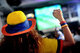 Colombia fans are watching the match of Mundial 2014/ Οπαδοί της Κολομβίας παρακολουθούν τον αγώνα του Μουντιάλ 2014